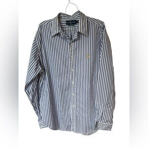 Polo Ralph Lauren Classic Fit Dress Shirt Button Down Blue White Striped Mens XL